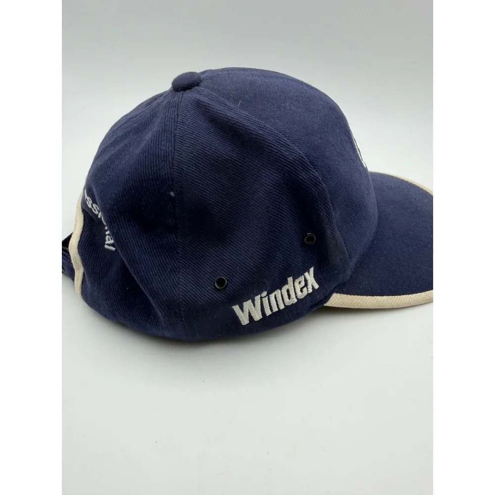 Vintage Windex Drackett Professional Hat Navy Blue Cream Trim Adjustable Cap